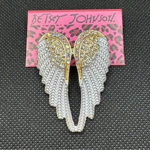 BROOCH! Betsey Johnson Angel Wing Brooch w/ AB Gemstones BNWT